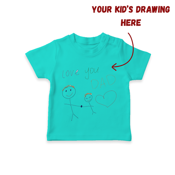 Create Your Own Drawing T-shirt | Personalized Kids T-shirt Featuring Your Child's Art - TEAL - 0-5 Months Old (Chest 17")
