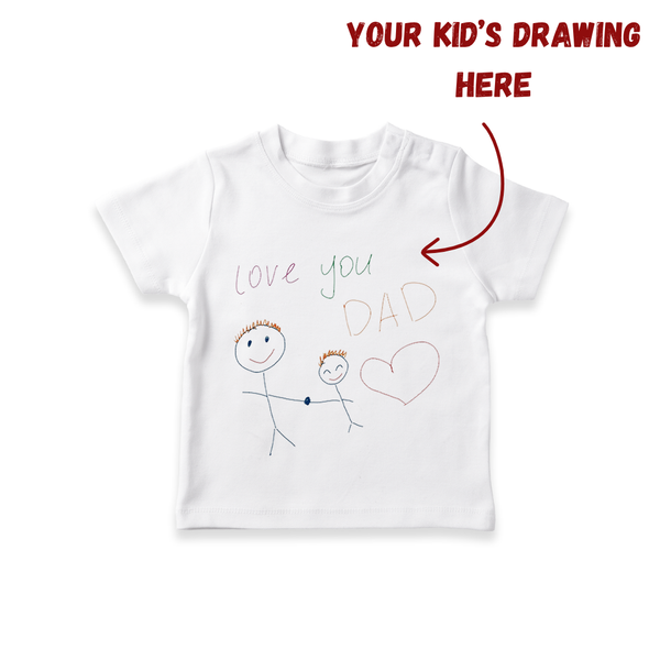 Create Your Own Drawing T-shirt | Personalized Kids T-shirt Featuring Your Child's Art - WHITE - 0-5 Months Old (Chest 17")