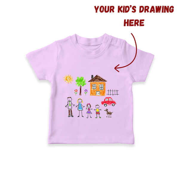 Handmade Drawing T-shirt for Kids | Custom Printable Art T-shirt for Children - LILAC - 0-5 Months Old (Chest 17")