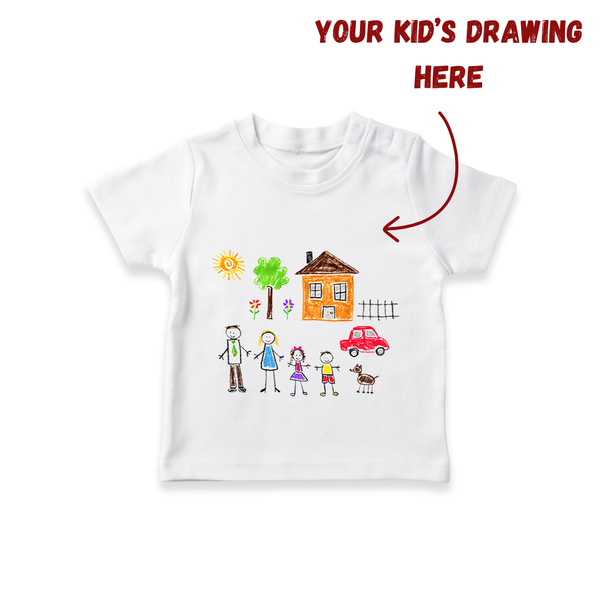 Handmade Drawing T-shirt for Kids | Custom Printable Art T-shirt for Children - WHITE - 0-5 Months Old (Chest 17")