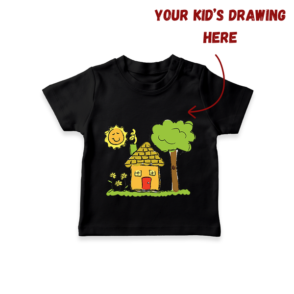 Custom Kids Drawing T-shirt | Unique T-shirt with Printable Kids Artwork - BLACK - 0-5 Months Old (Chest 17")
