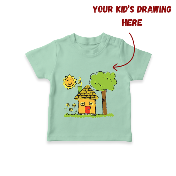 Custom Kids Drawing T-shirt | Unique T-shirt with Printable Kids Artwork - MINT GREEN - 0-5 Months Old (Chest 17")