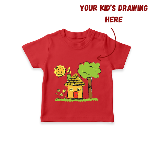 Custom Kids Drawing T-shirt | Unique T-shirt with Printable Kids Artwork - RED - 0-5 Months Old (Chest 17")
