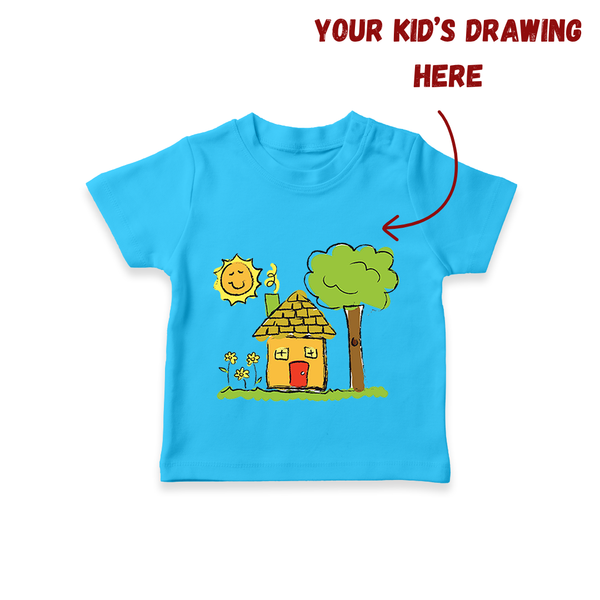 Custom Kids Drawing T-shirt | Unique T-shirt with Printable Kids Artwork - SKY BLUE - 0-5 Months Old (Chest 17")