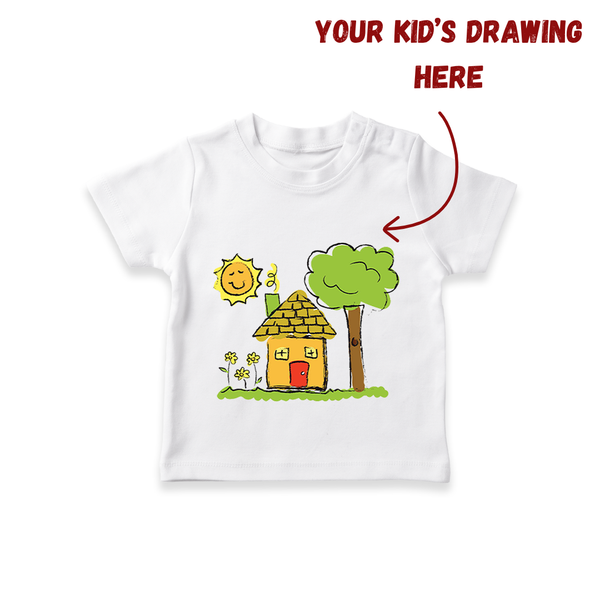Custom Kids Drawing T-shirt | Unique T-shirt with Printable Kids Artwork - WHITE - 0-5 Months Old (Chest 17")