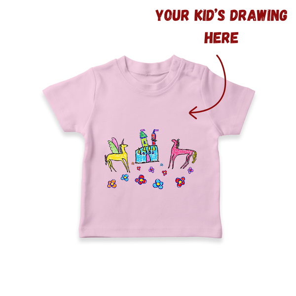 Kids Art on a T-shirt | Personalized T-shirt with Your Little One's Drawing - BABY PINK - 0-5 Months Old (Chest 17")