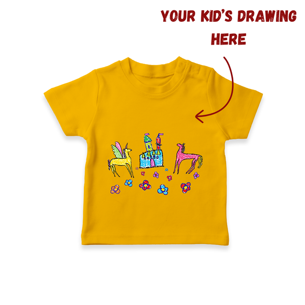 Kids Art on a T-shirt | Personalized T-shirt with Your Little One's Drawing - CHROME YELLOW - 0-5 Months Old (Chest 17")