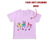 Kids Art on a T-shirt | Personalized T-shirt with Your Little One's Drawing - LILAC - 0-5 Months Old (Chest 17")