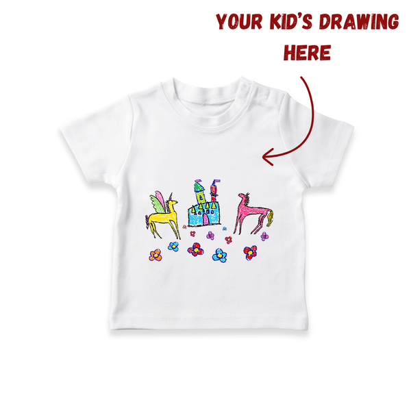 Kids Art on a T-shirt | Personalized T-shirt with Your Little One's Drawing - WHITE - 0-5 Months Old (Chest 17")
