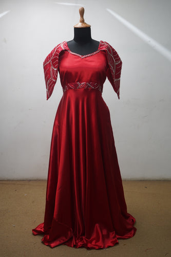 Ruby Elegance Embellished Gown