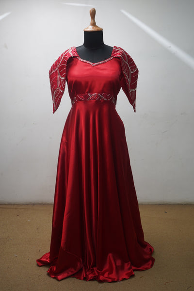 Ruby Elegance Embellished Gown