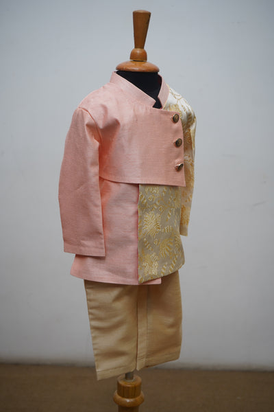 Peach Silk Sherwani Set - Boy Kids