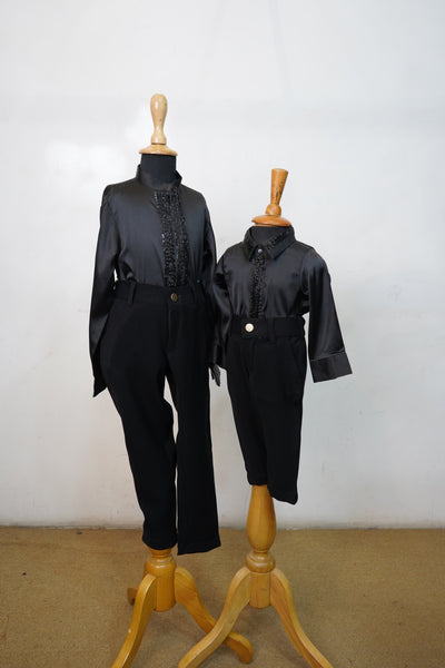 Elegant Black Matching Partywear Set
