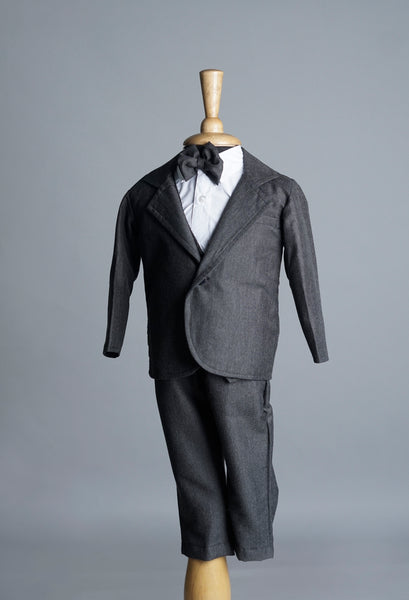 Gray Baby Tuxedo Set – Classic Formal Wear with Bow Tie for Little Gentlemen
