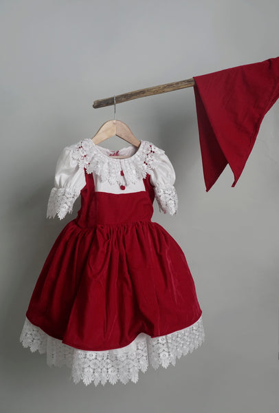 Red and White Lace Baby Dress – Classic Vintage Party Wear