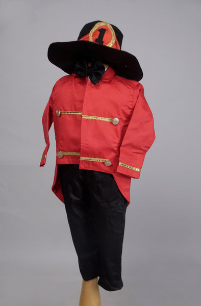 Firefighter Costume Set for Kids – Red Jacket with Hat and Black Pants