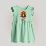 My First Durga Puja Baby Frock | Personalized Baby Frock for Navratri - MINT GREEN - 0 - 3 Months Old (Chest 17")