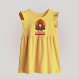 My First Durga Puja Divine Goddess Baby Frock - PASTEL YELLOW - 0 - 3 Months Old (Chest 17")