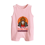 My First Durga Puja Divine Goddess Button Romper - BABY PINK - New Born (Chest 18")