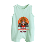 My First Durga Puja Romper Suit | Personalized Baby Romper Suit for Navratri - MINT GREEN - 0 - 5 Months Old (Chest 18")