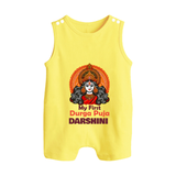My First Durga Puja Divine Goddess Button Romper - PASTEL YELLOW - New Born (Chest 18")