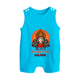My First Durga Puja Romper Suit | Personalized Baby Romper Suit for Navratri - SKY BLUE - 0 - 5 Months Old (Chest 18")