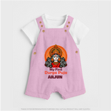 My First Durga Puja Dungaree Set | Personalized Baby Dungaree Set for Navratri - BABY PINK - 0 - 5 Months Old (Chest 18")
