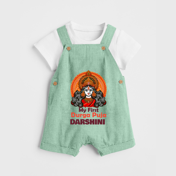 My First Durga Puja Divine Goddess Dungaree - MINT GREEN - 0 - 5 Months Old (Chest 18")