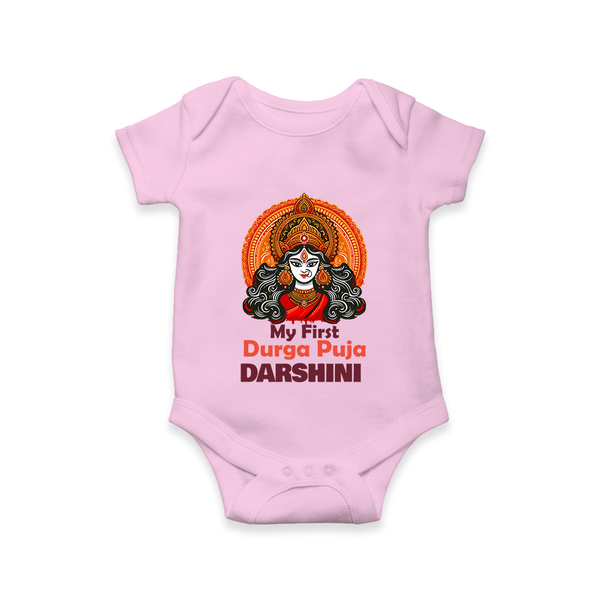 My First Durga Puja Divine Goddess Romper - BABY PINK - New Born (Chest 14")