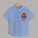 My First Durga Puja Shirt | Personalized Baby Shirt for Navratri - SKY BLUE - 0 - 6 Months Old (Chest 23")