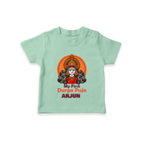 My First Durga Puja Tshirt | Personalized Baby Tshirt for Navratri - MINT GREEN - 0-5 Months Old (Chest 17")