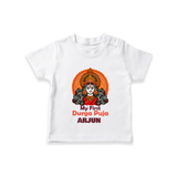 My First Durga Puja Tshirt | Personalized Baby Tshirt for Navratri - WHITE - 0-5 Months Old (Chest 17")