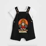 My First Durga Puja Dungaree Set | Personalized Baby Dungaree Set for Navratri - BLACK - 0 - 5 Months Old (Chest 18")