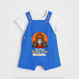 My First Durga Puja Dungaree Set | Personalized Baby Dungaree Set for Navratri - COBALT BLUE - 0 - 5 Months Old (Chest 18")