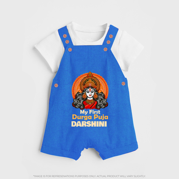 My First Durga Puja Divine Goddess Dungaree - COBALT BLUE - 0 - 5 Months Old (Chest 18")