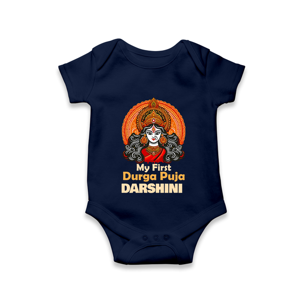 My First Durga Puja Divine Goddess Romper - NAVY BLUE - New Born (Chest 14")