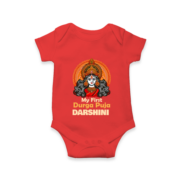 My First Durga Puja Divine Goddess Romper - RED - New Born (Chest 14")
