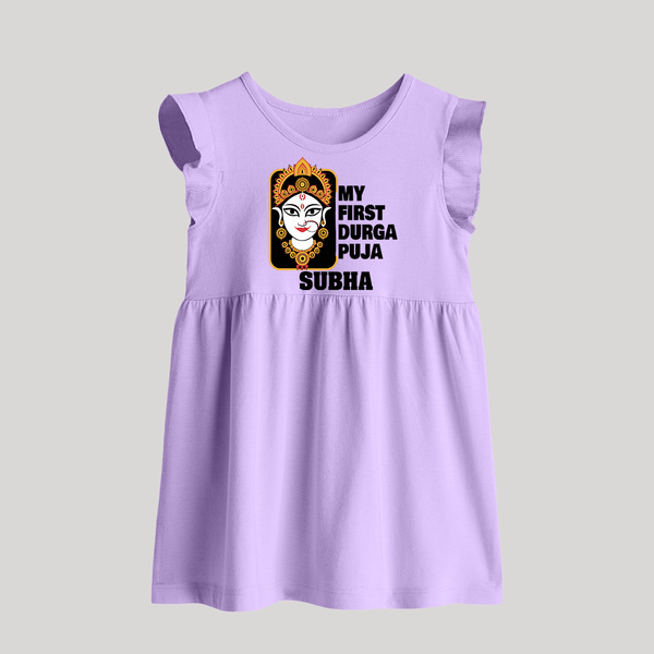 My First Navratri Baby Frock | Custom Baby Frock for Durga Puja Festivities - LILAC - 0 - 3 Months Old (Chest 17")