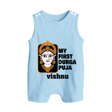 My First Navratri Romper Suit | Custom Baby Romper Suit for Durga Puja Festivities - BABY BLUE - 0 - 5 Months Old (Chest 18")