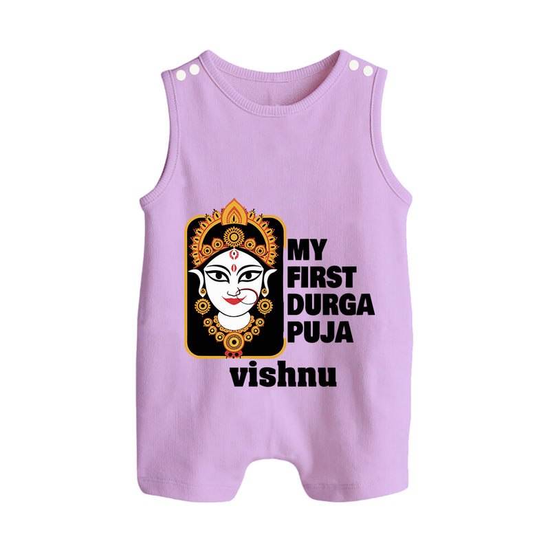 My First Navratri Romper Suit | Custom Baby Romper Suit for Durga Puja Festivities - LILAC - 0 - 5 Months Old (Chest 18")