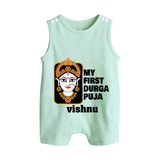 My First Navratri Romper Suit | Custom Baby Romper Suit for Durga Puja Festivities - MINT GREEN - 0 - 5 Months Old (Chest 18")