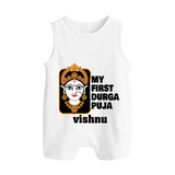 My First Navratri Romper Suit | Custom Baby Romper Suit for Durga Puja Festivities - WHITE - 0 - 5 Months Old (Chest 18")