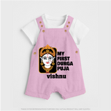 My First Navratri Dungaree Set | Custom Baby Dungaree Set for Durga Puja Festivities - BABY PINK - 0 - 5 Months Old (Chest 18")