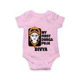 My First Durga Puja Traditional Face Art Romper - BABY PINK - New Born (Chest 14")