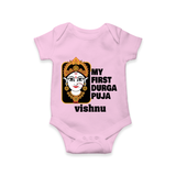 My First Navratri Romper | Custom Baby Romper for Durga Puja Festivities - BABY PINK - New Born (Chest 14")