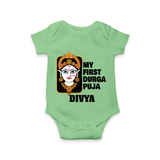 My First Durga Puja Traditional Face Art Romper - GREEN - New Born (Chest 14")