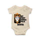 My First Durga Puja Traditional Face Art Romper - IVORY - New Born (Chest 14")