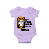 My First Durga Puja Traditional Face Art Romper - LILAC - New Born (Chest 14")