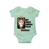 My First Navratri Romper | Custom Baby Romper for Durga Puja Festivities - MINT GREEN - New Born (Chest 14")