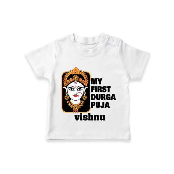 My First Navratri Tshirt | Custom Baby Tshirt for Durga Puja Festivities - WHITE - 0-5 Months Old (Chest 17")